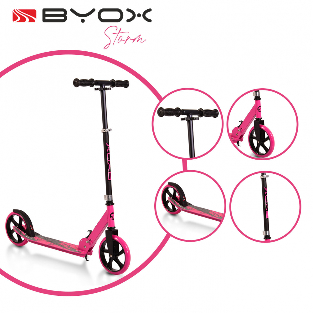 Trotineta Pliabilă Byox Storm Pink, Aluminiu, Reglabilă - imagine 2