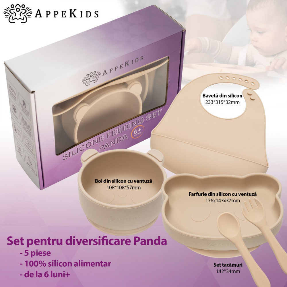 Set Diversificare AppeKids 5 Piese Panda Beige - imagine 4