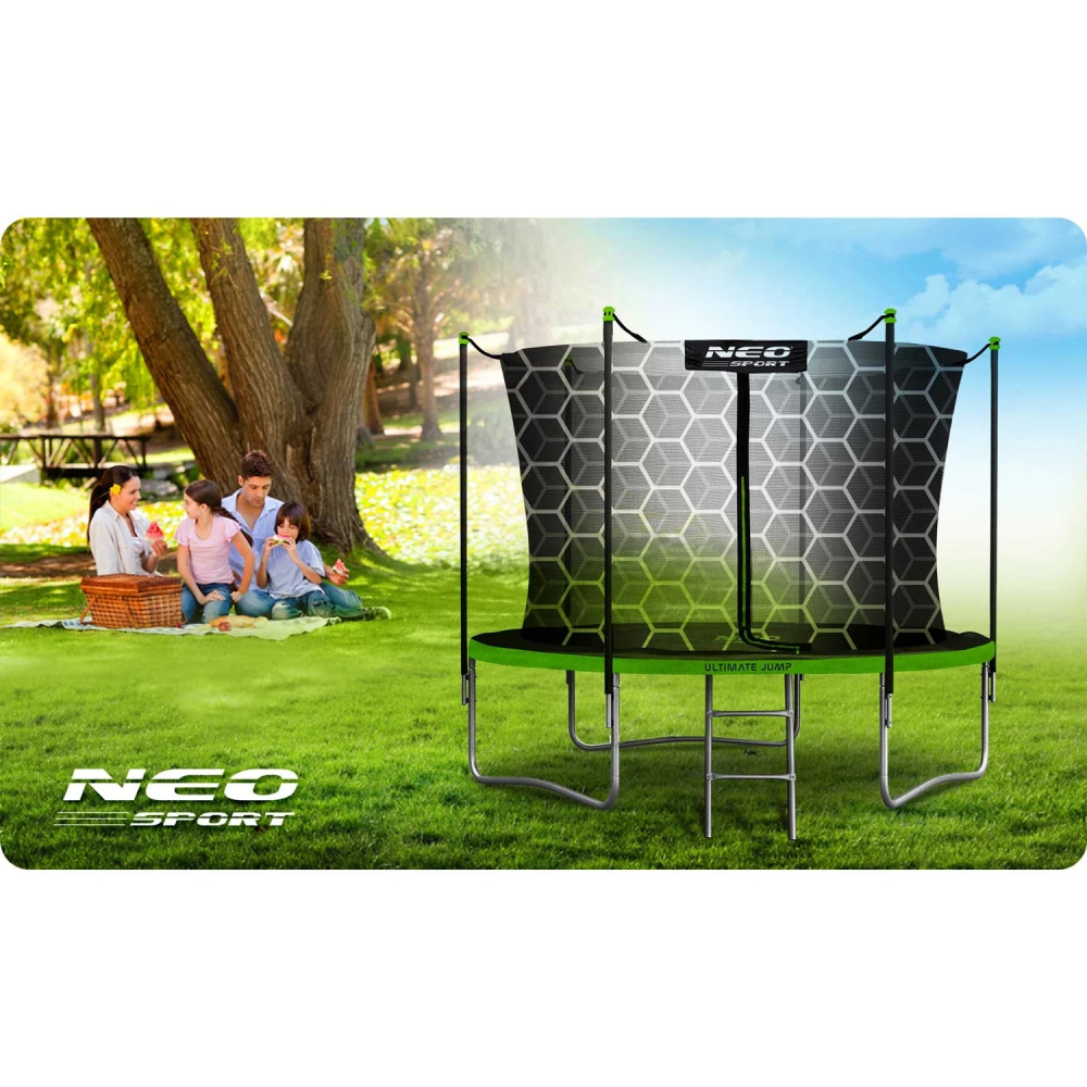 Trambulina Neo-Sport 312cm cu Plasă și Scară - imagine 5