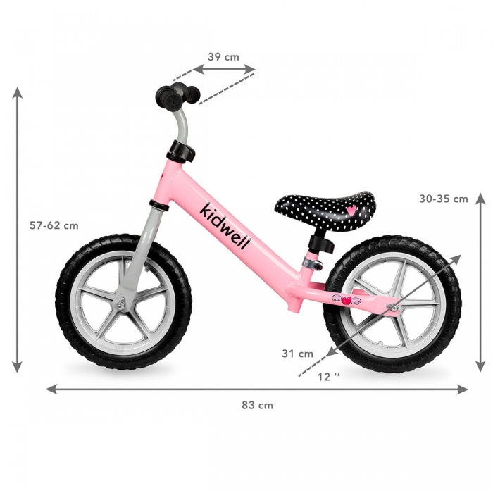 Kidwell Rebel Pink 12" - Bicicletă fără pedale ușoară - imagine 5
