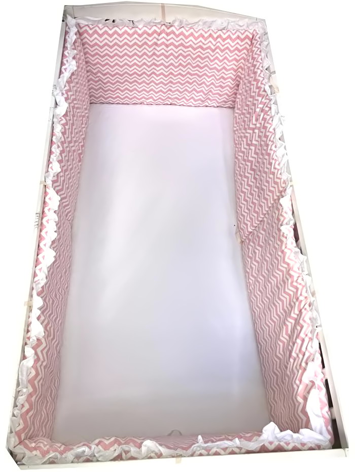 Set Lenjerie Patut 7 Piese Deseda Zig-Zag Roz - imagine 2