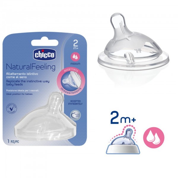 Tetina Chicco Natural Feeling, Silicon, Flux Mediu - imagine 3