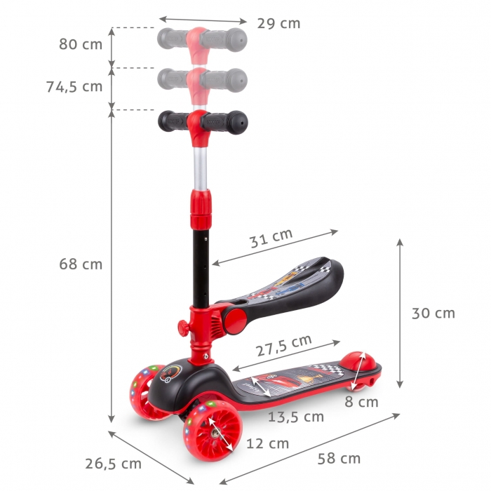 Trotineta 2 in 1 Kidwell Rimba Race cu LED - imagine 5