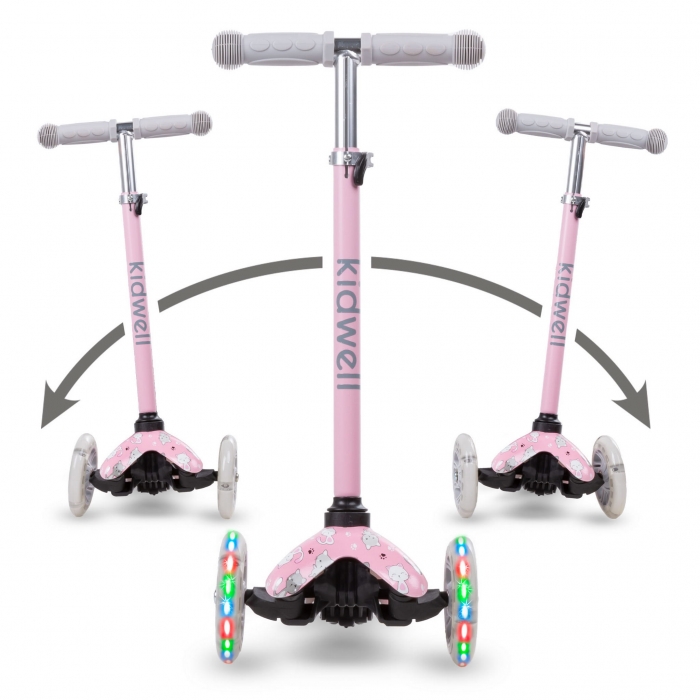 Trotineta Kidwell Uno Cats Roz cu LED - imagine 2