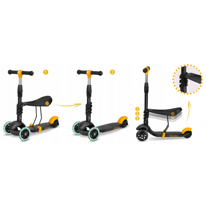 Trotineta 3 in 1 Ricokids Cubi, cu Scaun și LED - imagine 2