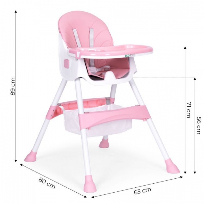 Scaun masa copii Ecotoys HC521 Roz, multifuncțional - imagine 3