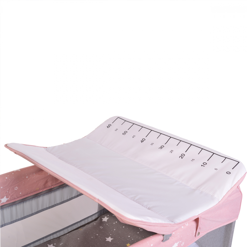 Patut Cangaroo Pink Pliabil cu 2 Nivele - imagine 4
