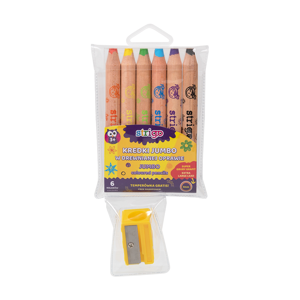 Creioane Colorate Strigo Jumbo 6+1 Set Copii