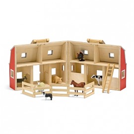 Grajd din lemn pliabil Melissa & Doug cu 7 animale - imagine 2