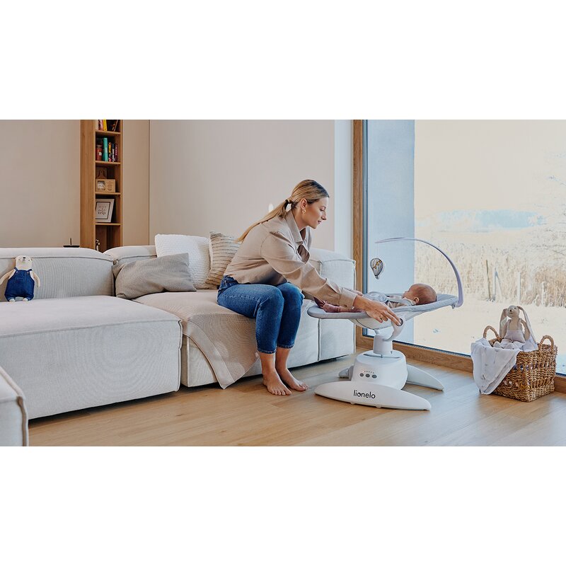 Balansoar Lionelo Iris 2in1, Electric, Bej - imagine 2