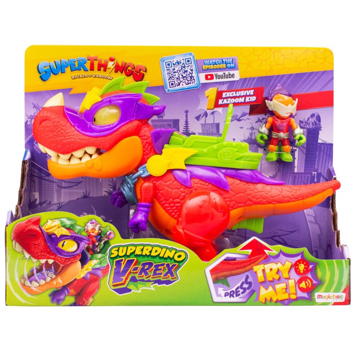 Figurina Superdino V-Rex Superthings cu Sunete și Lumini