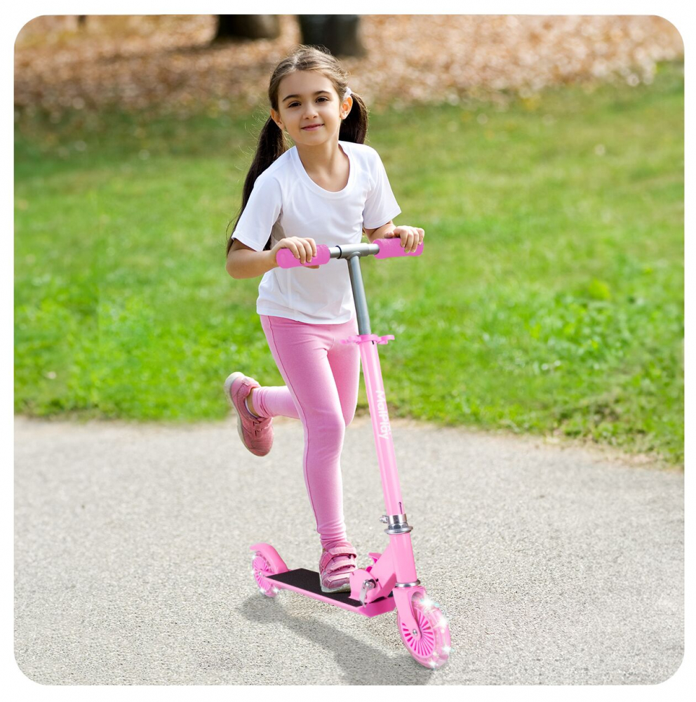 Trotineta Malplay Pink LED, Pliabila si Reglabila - imagine 10