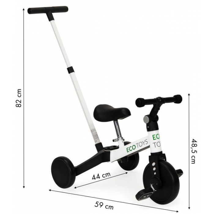 Tricicleta Ecotoys 2-in-1, Alb, Transformabilă - imagine 2