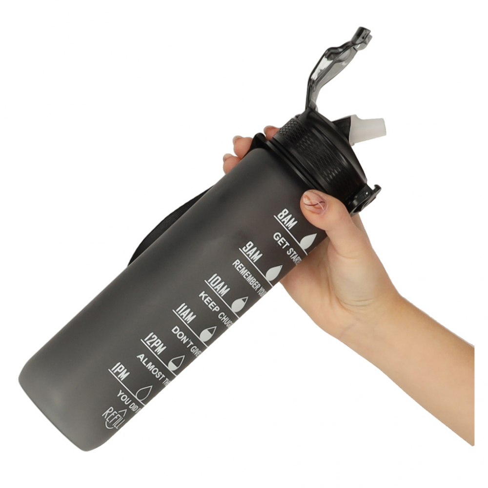 Sticlă Apă Sport Ikonka 1L, Gradată, Black - imagine 3