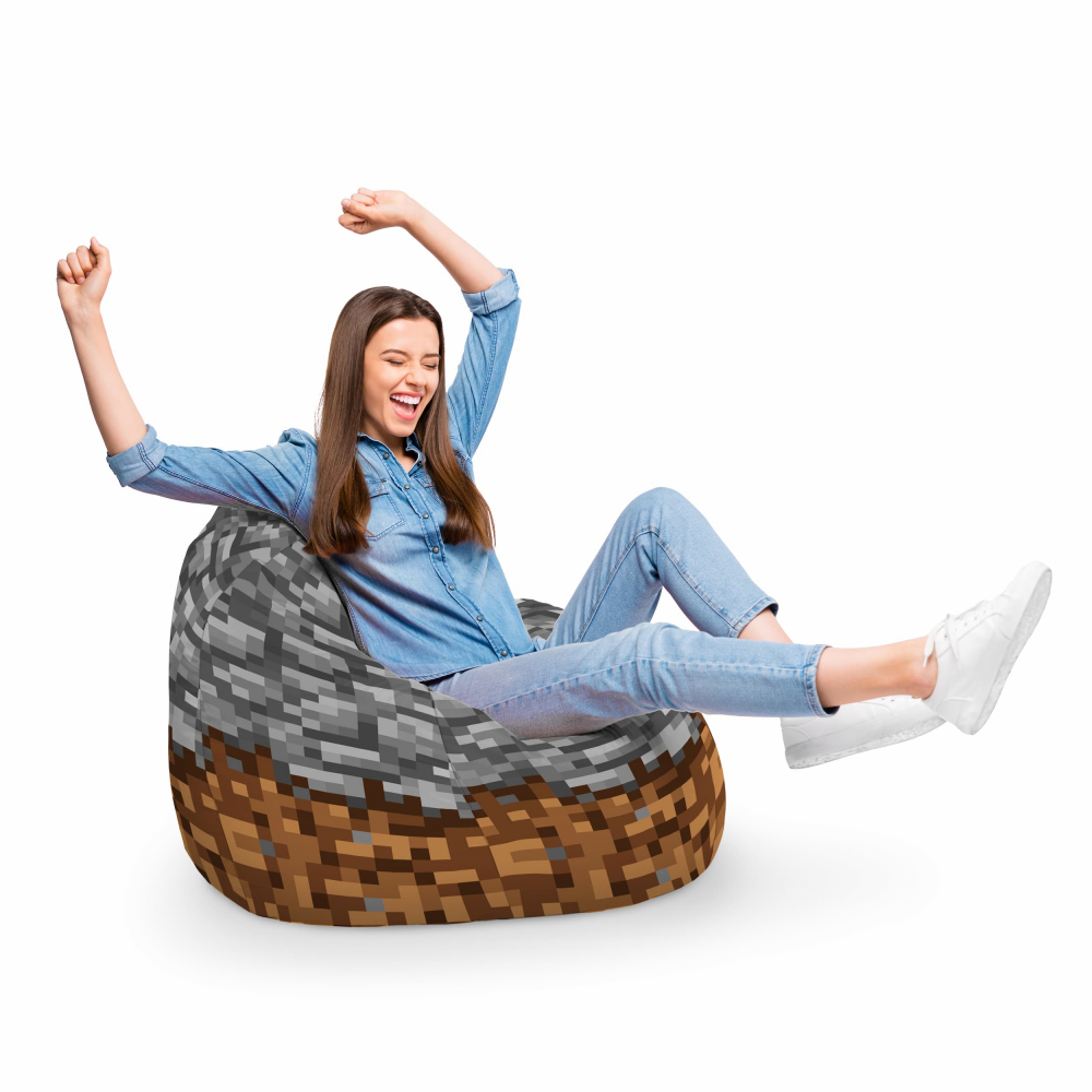 Fotoliu Puf Minecraft Piatra XL - Updeco - imagine 2