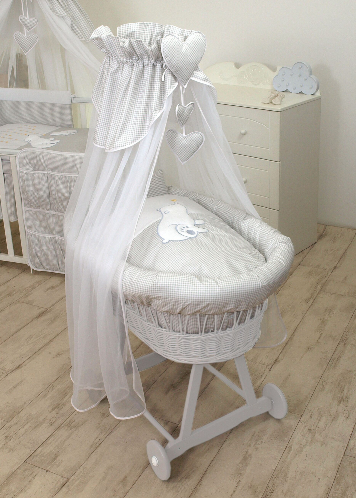 Cos Bebe Bear Heart Grey Amy pe Roti cu Accesorii - imagine 4