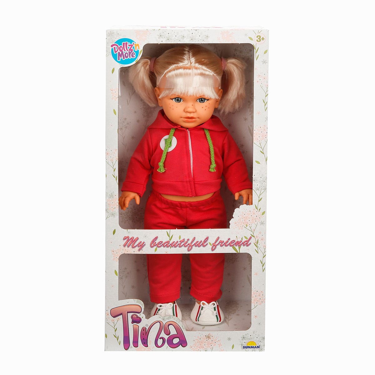 Papusa Tina Sport 45 cm Dollz n More Rosu