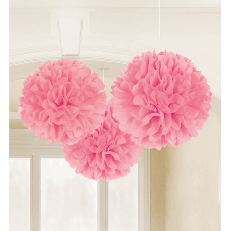 Set 3 Pom Pom Roz Amscan, Decoratiuni Hartie