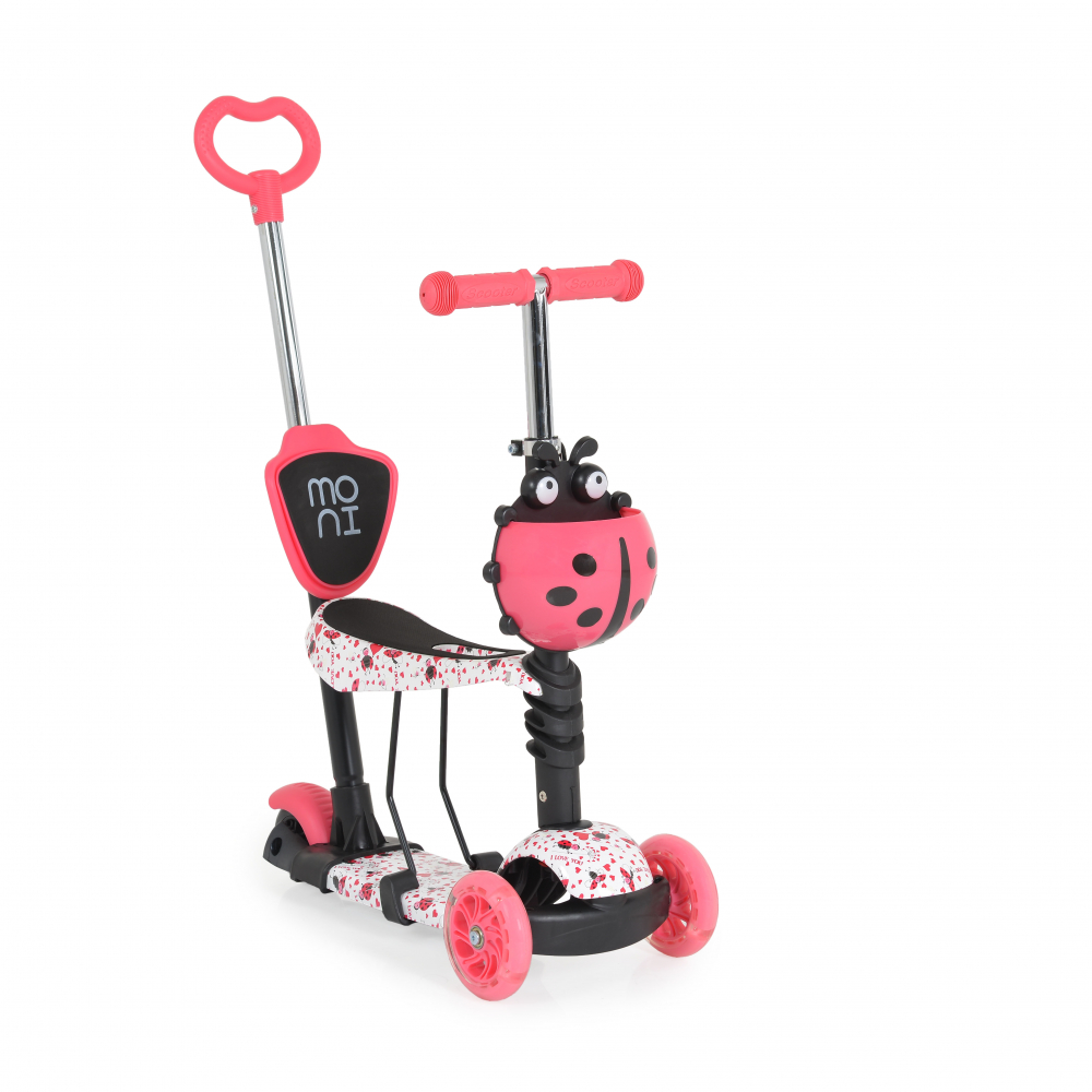 Trotineta Moni 3in1 Lollipop Red cu Mâner Parental - imagine 3