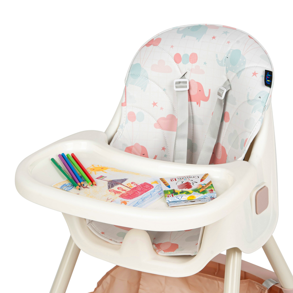 Scaun 2in1 Juju EatSmile roz elefanți - imagine 2
