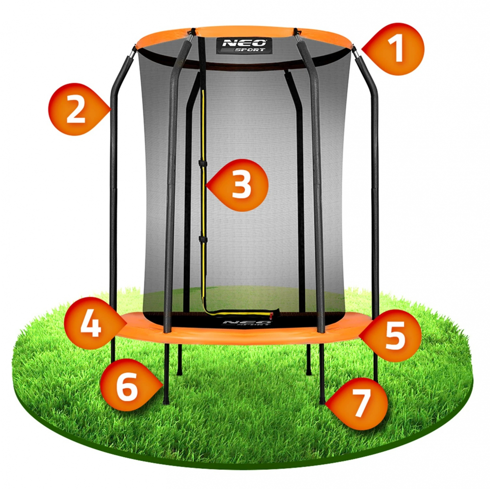 Trambulina Neo-Sport 152cm cu Plasa, Portocalie