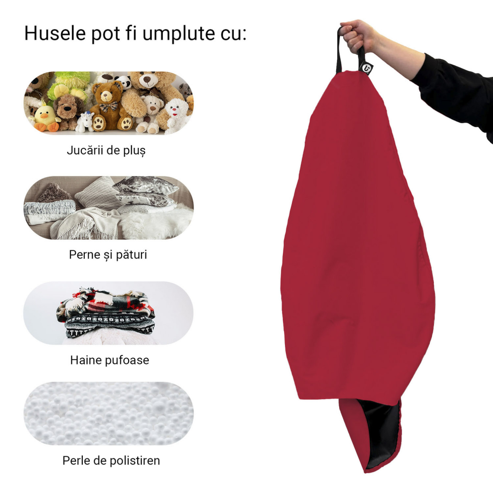 Husa Puf Bean Bag Para XL Red Updeco - imagine 5