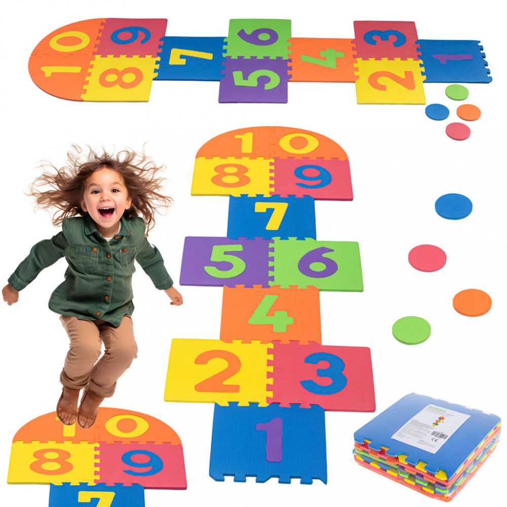 Covoraș Puzzle Spumă Ikonka, Multicolor, 11 Piese - imagine 6