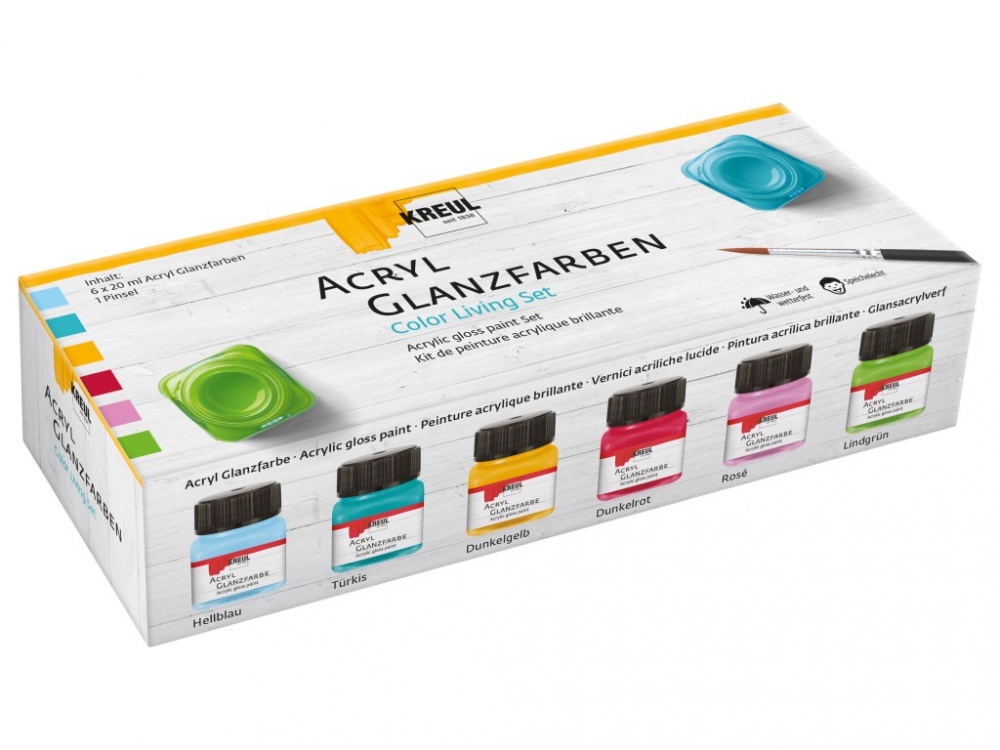 Set Vopsea Acrilica Glossy Kreul, 6 x 20 ml