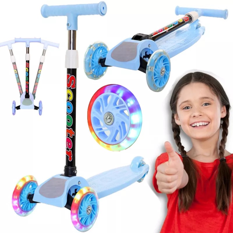 Trotineta Pliabila NICEkids Blue cu LED
