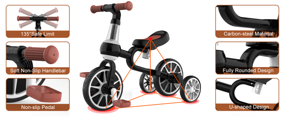 Bicicleta Ecotoys 4 in 1, Alb-Negru - imagine 4