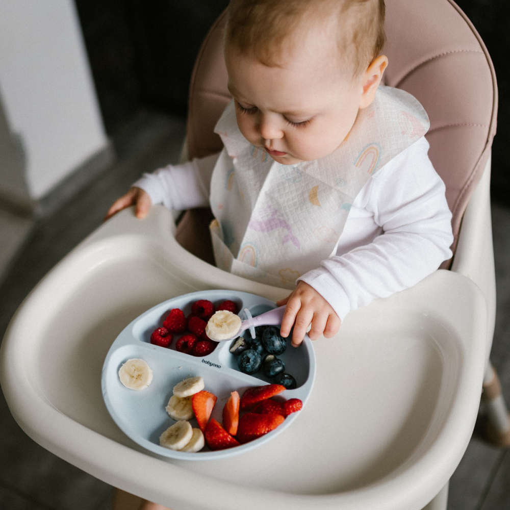 Farfurie silicon cu ventuza Babyono albastră - imagine 6