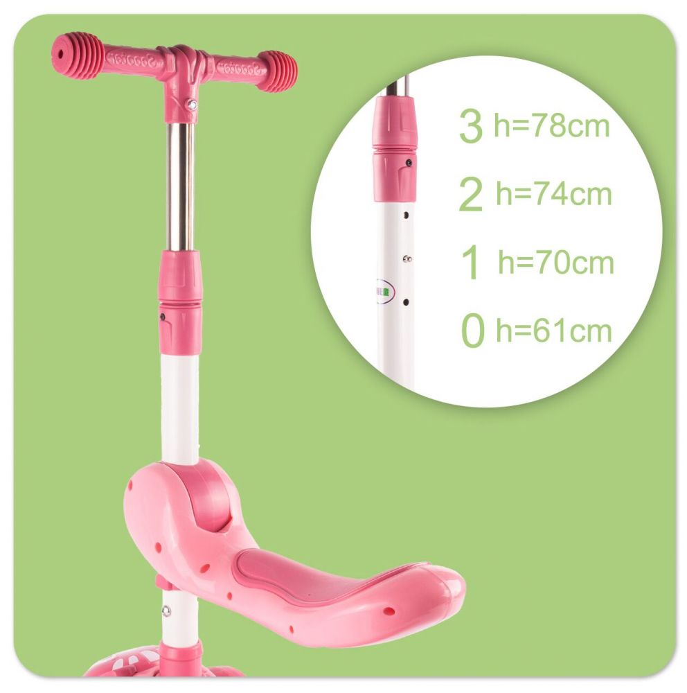 Trotineta 2 in 1 Malplay cu scaun, LED Pink Kitty