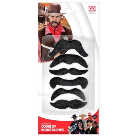 Set Mustăți Cowboy Negre Widmann | Transformare Instant - imagine 3