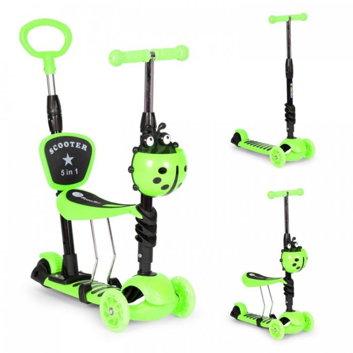 Trotineta Ecotoys 5 in 1 Verde 3 Ani+ cu LED