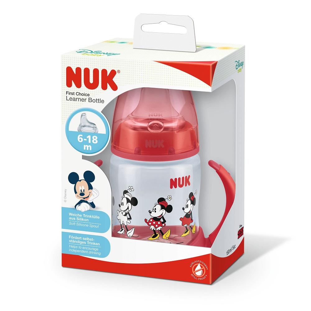 Biberon NUK First Choice Mickey Roșu, 150ml, 6+