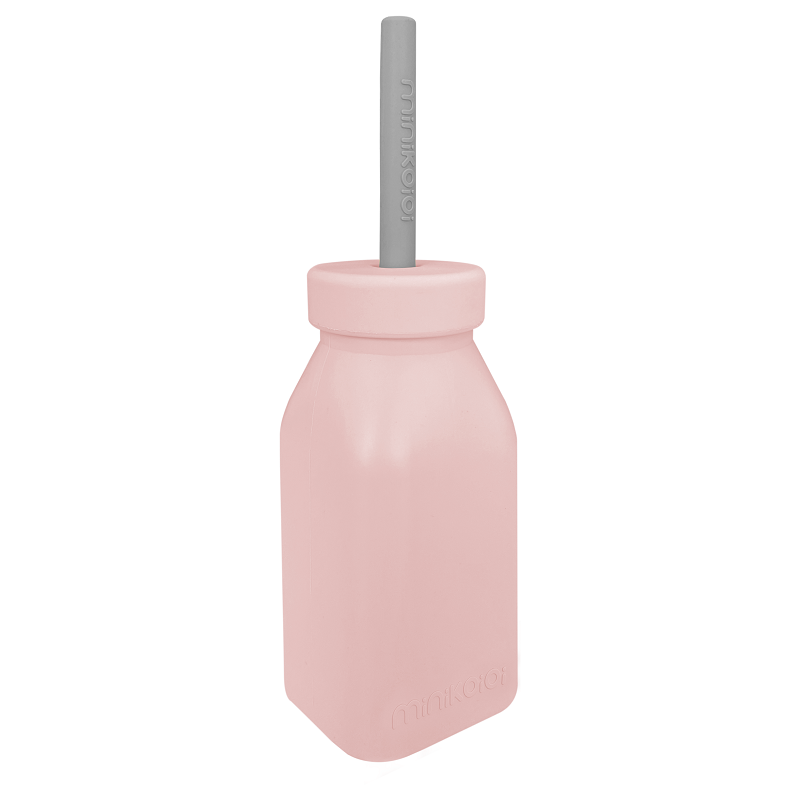 Sticlă cu pai Minikoioi Pinky Pink, Silicon Premium - imagine 6