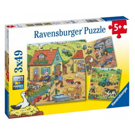 Puzzle Ravensburger Munca la Fermă, 3x49 piese