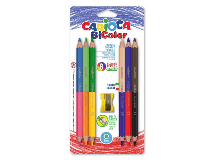 Set Creioane Bi-color Carioca, 6 Culori