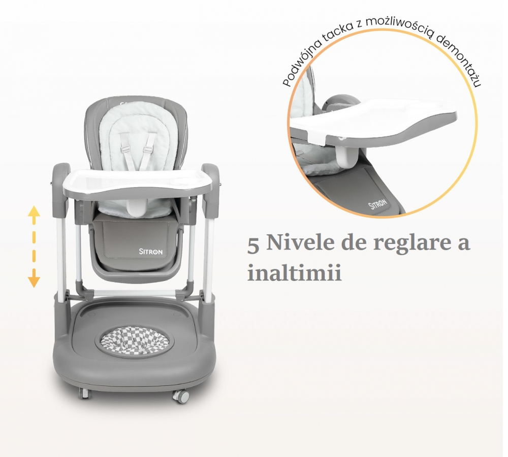 Caretero Sitron 3in1 - Scaun multifuncțional gri - imagine 2