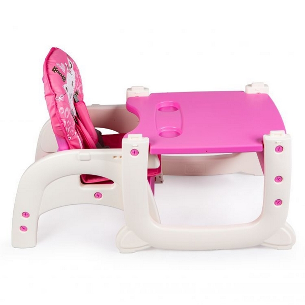 Scaun de masă Ecotoys C-211 roz, 2 în 1 - imagine 4