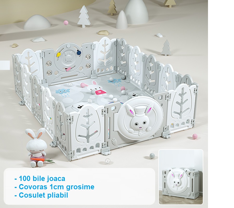 Gardulet joaca Nichiduta Garden Bunny Grey 200x155cm - imagine 4