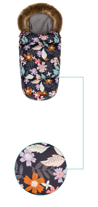 Sac Iarnă Fillikid cu Guler Detașabil, Negru Floral