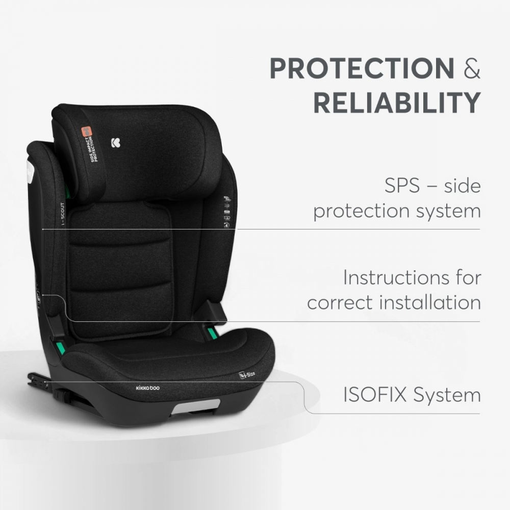 Scaun Auto Kikkaboo i-Scout Isofix i-Size, Dark Grey - imagine 10
