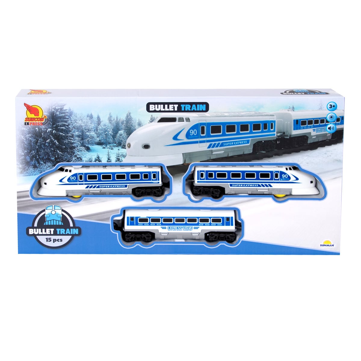 Set Trenulet Suncon cu Sine și Sunet, 15 Piese