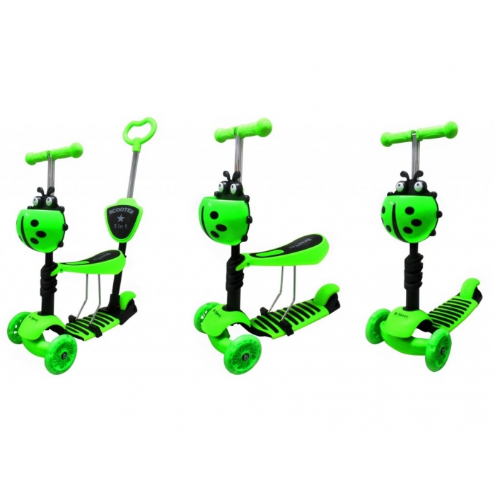 Trotineta 5 în 1 R-Sport Verde cu Mâner Parental - imagine 2