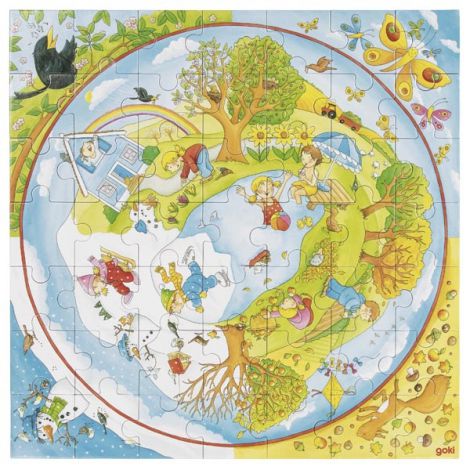 Puzzle Anotimpurile XXL Goki | Educativ 45x45cm