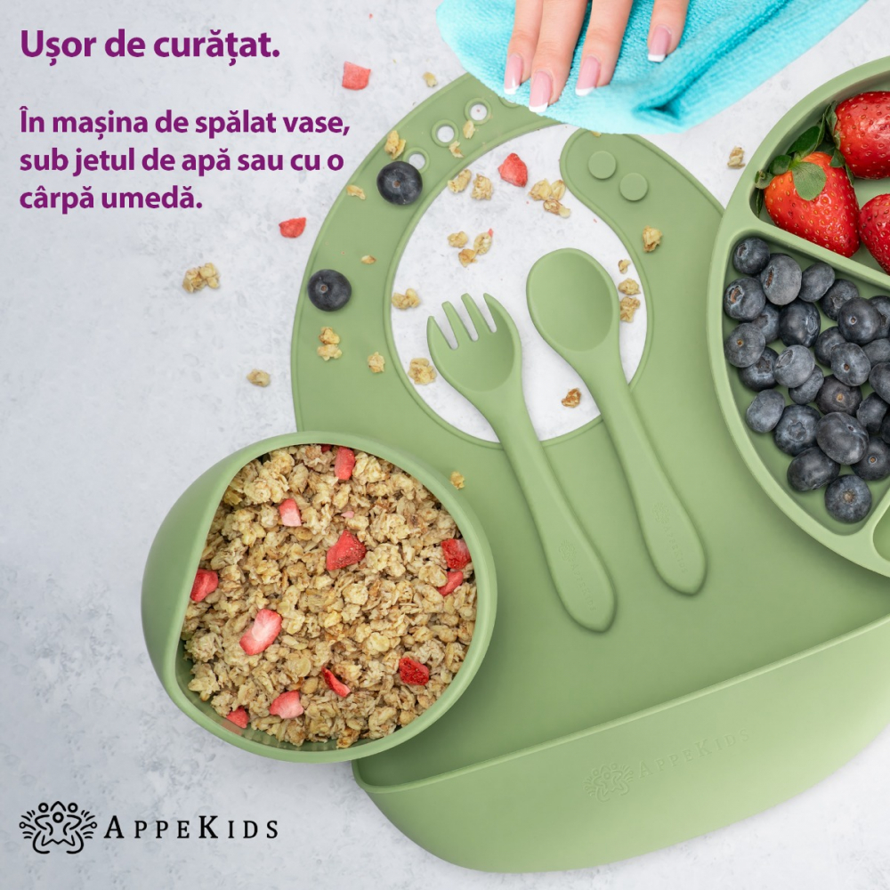 Set Diversificare AppeKids 5 Piese, Silicon, Raw Green - imagine 6
