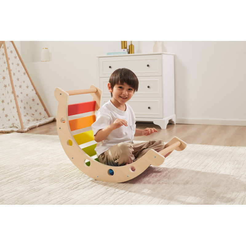 Balansoar Curcubeu Viga Multifuncțional din Lemn - imagine 3