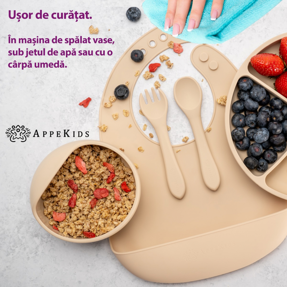 Set Diversificare AppeKids 5 Piese, Silicon, Beige
