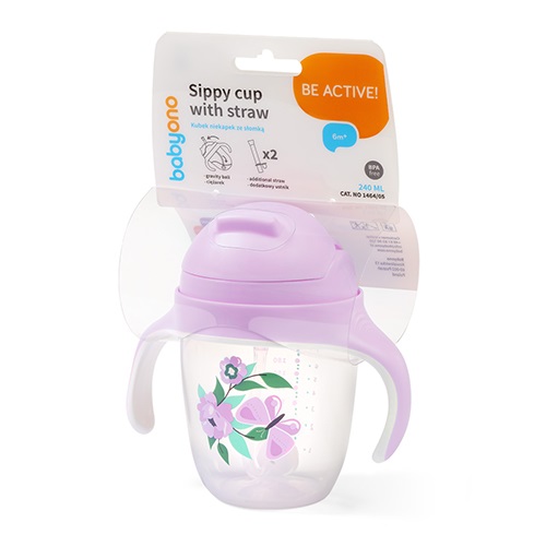 Cana cu pai Babyono, 240 ml, Mov - imagine 6